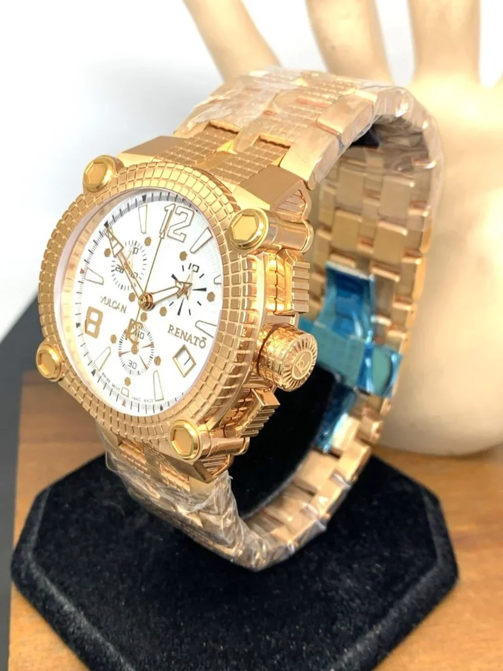 Renato Vulcan Men's Watch Swiss Quartz Chronograph Rose Gold Steel 46mm